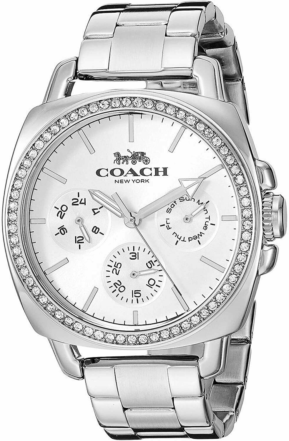 silver women's coach watch